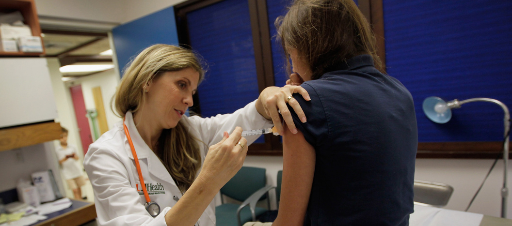 Fred Hutch's Dr. Denise Galloway was the first to discover that HPV, the human papilloma virus, had the potential to drive cancers. “In just 25 years, we went from not having any idea what viruses were involved in these cancers to having a vaccine,” she said. “That’s amazingly fast.” The vaccines are regularly given to pre-teens, as shown here, to protect them from HPV and the various cancers they can cause.